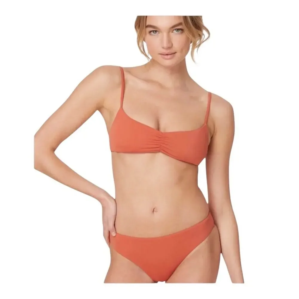Andie NWT The Symi Sustainable High Leg Cut Low Rise Bikini Bottom Cedar XL
